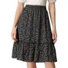 imageAllegra K Womens Knee Length Skirt Floral Elastic Waist Flowy Tiered ALine Ruffle SkirtBlack Floral