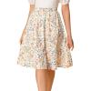imageAllegra K Womens Knee Length Skirt Floral Elastic Waist Flowy Tiered ALine Ruffle SkirtWhite