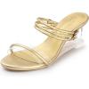 imageAllegra K Womens Low Wedges Clear Heel SandalsGold