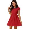 imageAllegra K Womens Peter Pan Collar Short Sleeves Contrast ALine Polka Dots DressRed