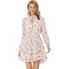 imageAllegra K Womens Ruffled Floral Smocked Waist Layered Tiered Chiffon DressPink