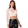 imageAllegra K Womens SemiSheer Sexy Blouse Heart Print Crop Tops Cocktail Party Mesh TopWhite