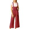 imageAllegra K Womens Wide Leg Overalls Loose Fit Belted High Waist Suspenders JumpsuitsDark Red