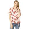 imageAllegra K Womens Wrap Peplum Top Blouse 2025 Summer Floral Short Sleeve Ruffle V Neck Belted ShirtsWhite