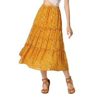 imageAllegra K Womens Floral Skirt Chiffon Aline Long Tiered Ruffle Boho Summer Midi SkirtsGinger