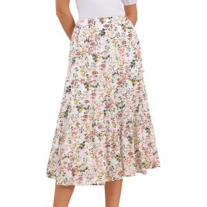 imageAllegra K Womens Floral Skirt Chiffon Aline Long Tiered Ruffle Boho Summer Midi SkirtsWhite Yellowfloral