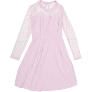 imageAllegra K Womens Heart Mesh Sheer Long Sleeve Gothic Cocktail Wedding Guest Skater Party Short DressLight Pink