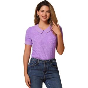 imageAllegra K Womens Peter Pan Collar Shirt Vintage 1950s Polka Dots BlouseLight Purple