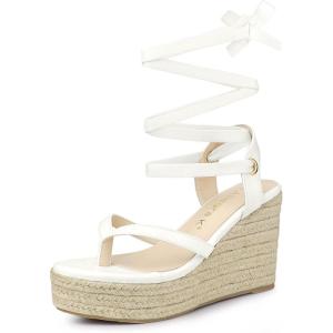 imageAllegra K Womens Platform Strappy Slingback Flip Flops Wedge SandalsWhite