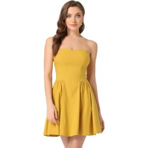 imageAllegra K Womens Sexy Strapless Party Dress Sweetheart Neck Off Shoulder Sleeveless Halloween Mini DressMustard