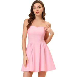 imageAllegra K Womens Sexy Strapless Party Dress Sweetheart Neck Off Shoulder Sleeveless Halloween Mini DressPink