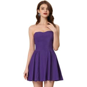 imageAllegra K Womens Sexy Strapless Party Dress Sweetheart Neck Off Shoulder Sleeveless Halloween Mini DressPurple