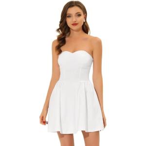 imageAllegra K Womens Sexy Strapless Party Dress Sweetheart Neck Off Shoulder Sleeveless Halloween Mini DressWhite