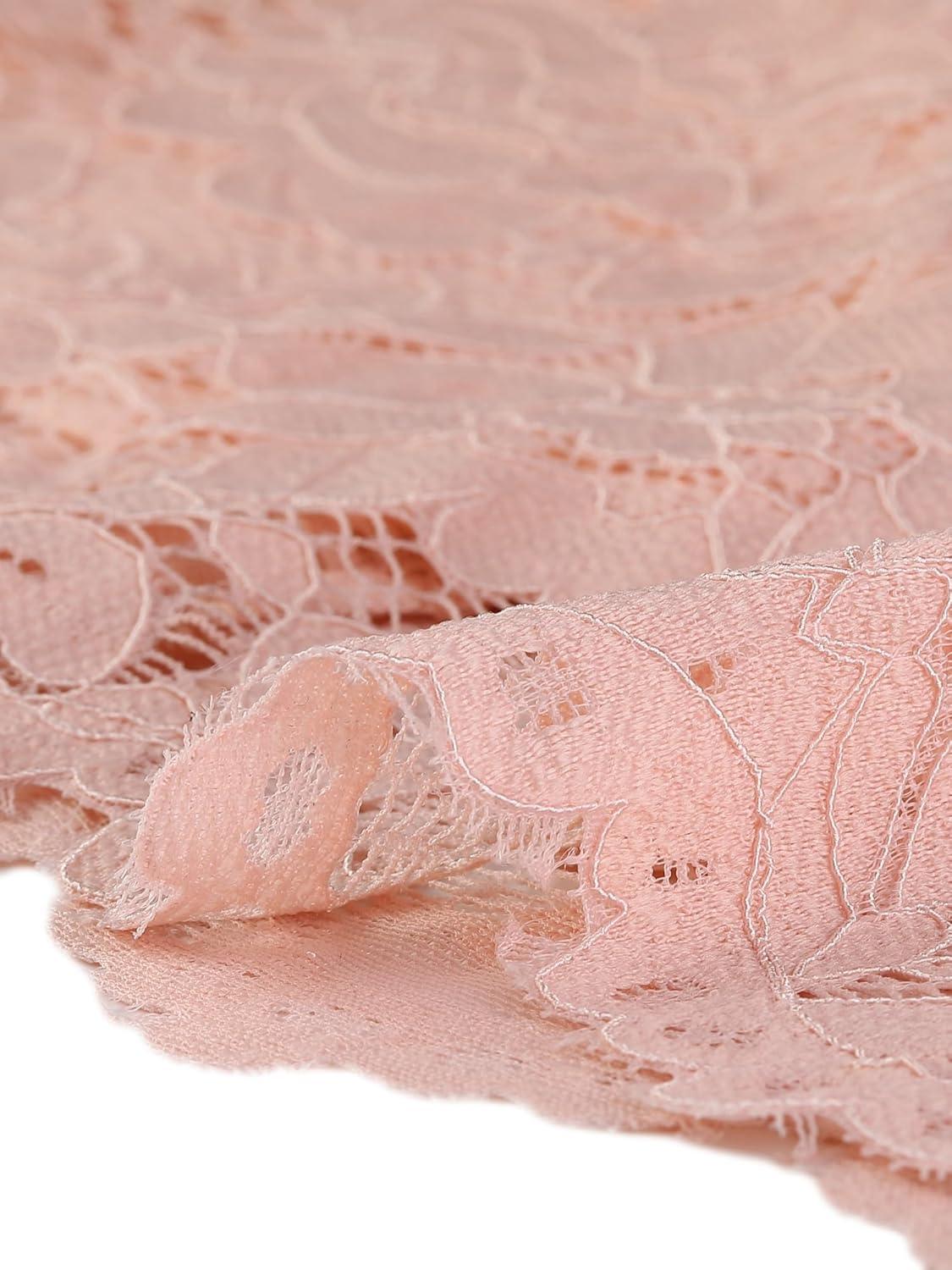 imageAllegra K Halter Formal Dress for Womens Sleeveless Bodycon Wedding Guest Cocktail Lace Sheath DressLight Pink
