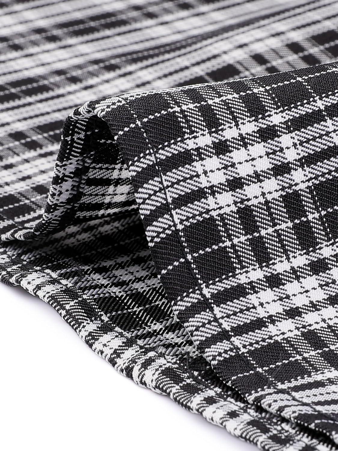 imageAllegra K Vintage Plaid Skirts for Womens High Waist Pleated ALine Midi SkirtBlack