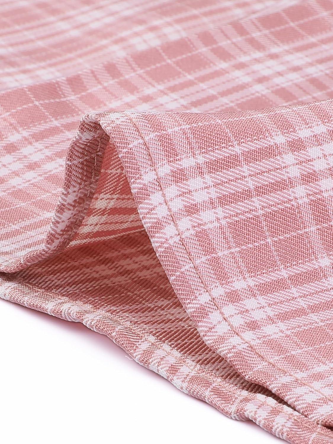 imageAllegra K Vintage Plaid Skirts for Womens High Waist Pleated ALine Midi SkirtPink