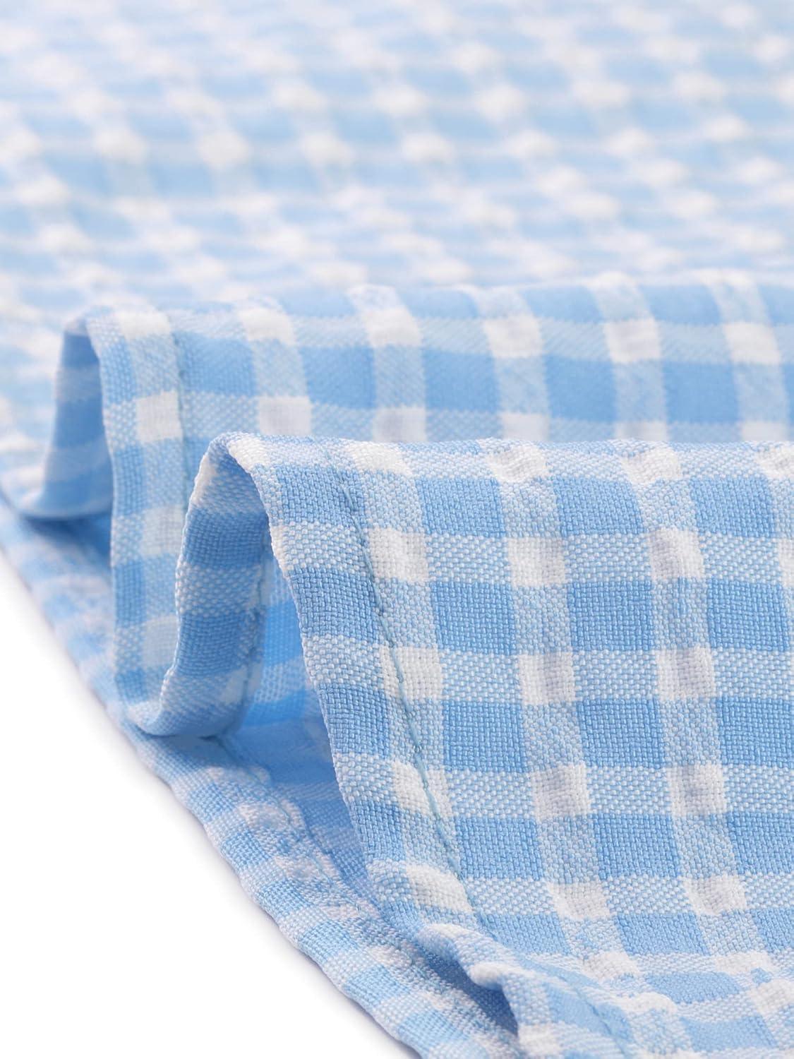 imageAllegra K Womens 1950s Round Collar Short Sleeve Gingham TopsBlue