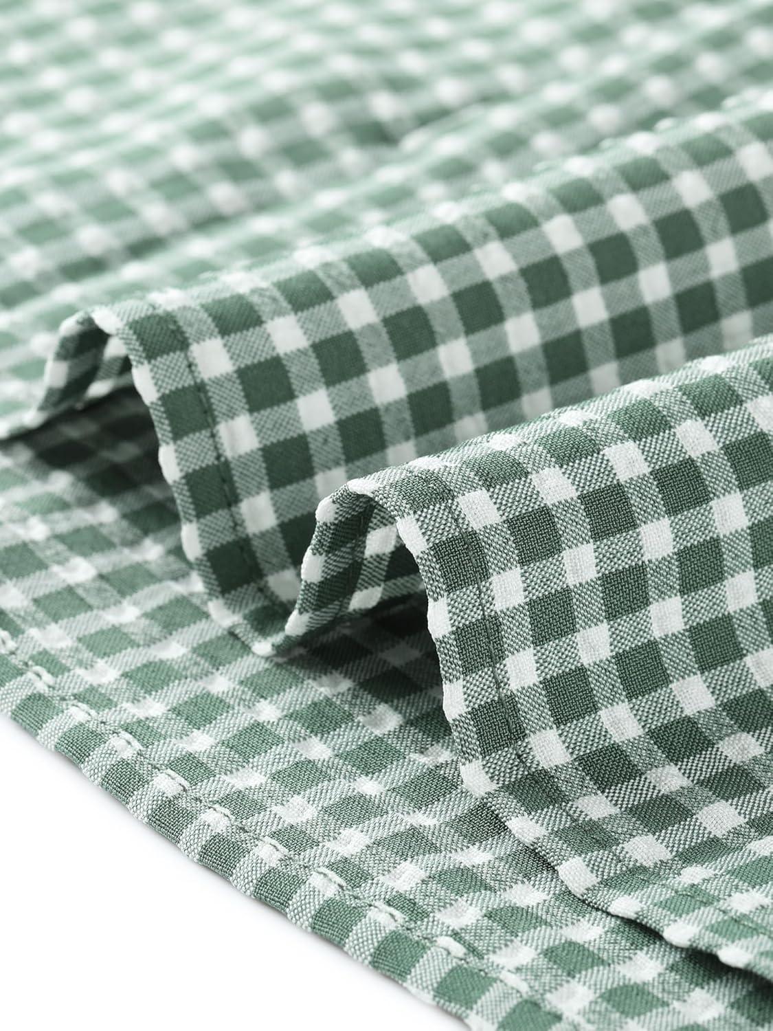imageAllegra K Womens 1950s Round Collar Short Sleeve Gingham TopsDusty Green