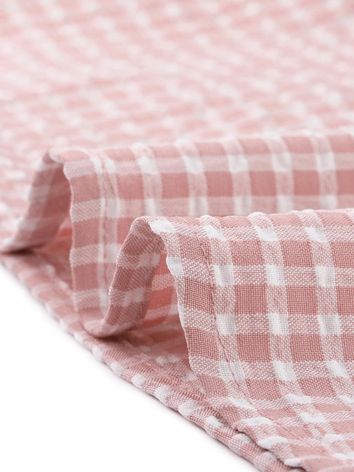 imageAllegra K Womens 1950s Round Collar Short Sleeve Gingham TopsPink