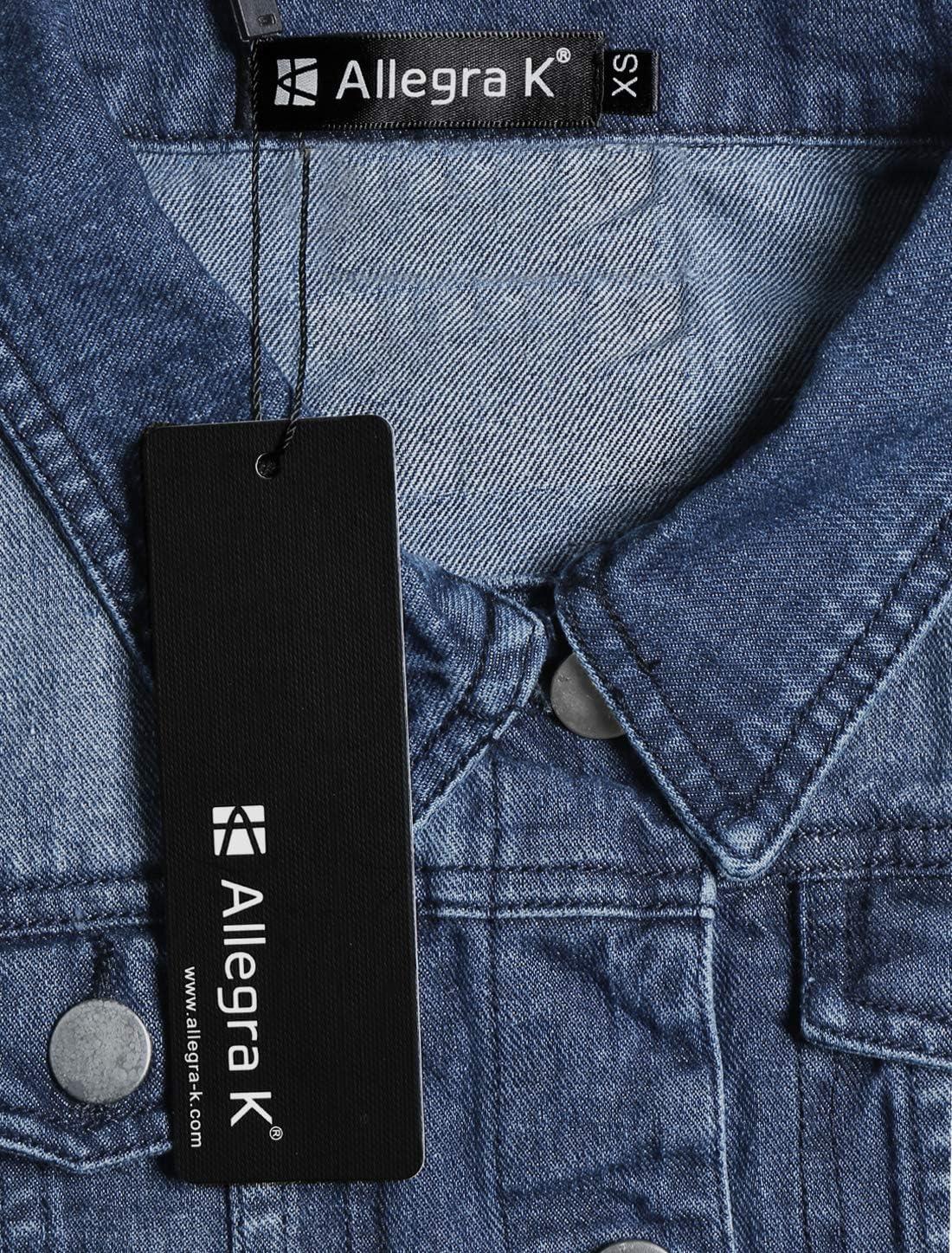 imageAllegra K Womens Buttoned Washed Denim Vest Jacket W Chest Flap PocketsDark Blue