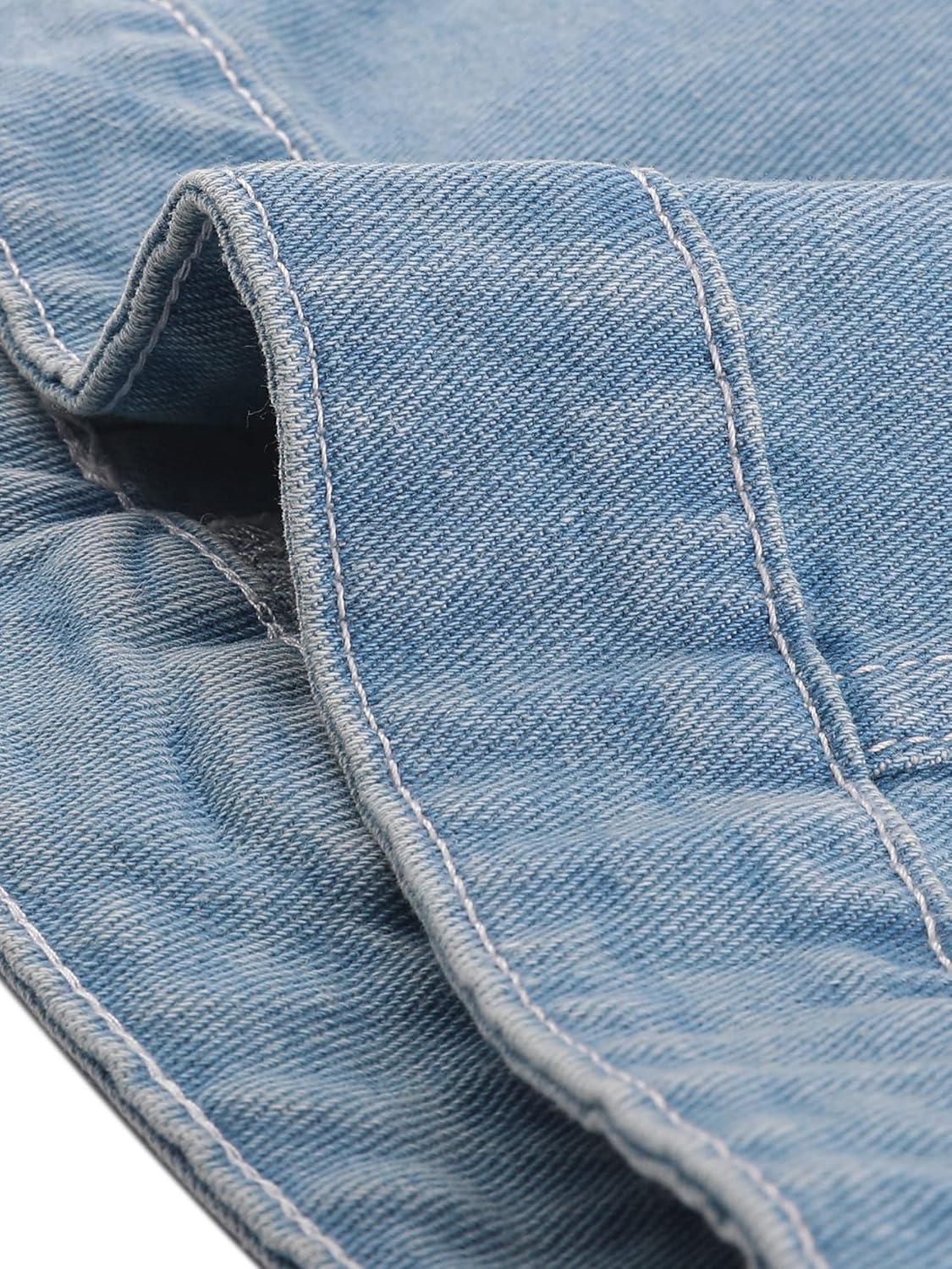 imageAllegra K Womens Buttoned Washed Denim Vest Jacket W Chest Flap PocketsLight Blueb