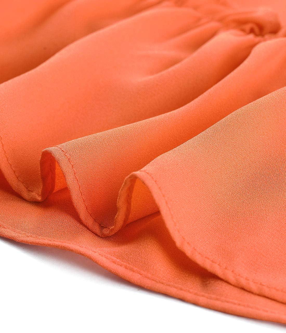 imageAllegra K Womens Casual Dresses 34 Sleeve Summer Boho Chiffon Wedding Guest DressOrange