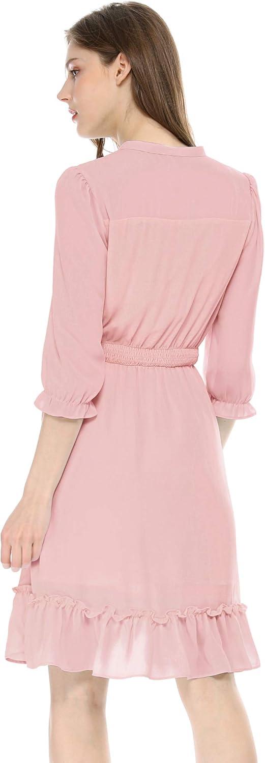 imageAllegra K Womens Casual Dresses 34 Sleeve Summer Boho Chiffon Wedding Guest DressPink