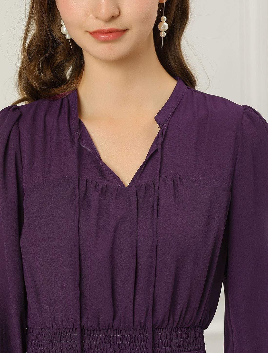 imageAllegra K Womens Casual Dresses 34 Sleeve Summer Boho Chiffon Wedding Guest DressPurple