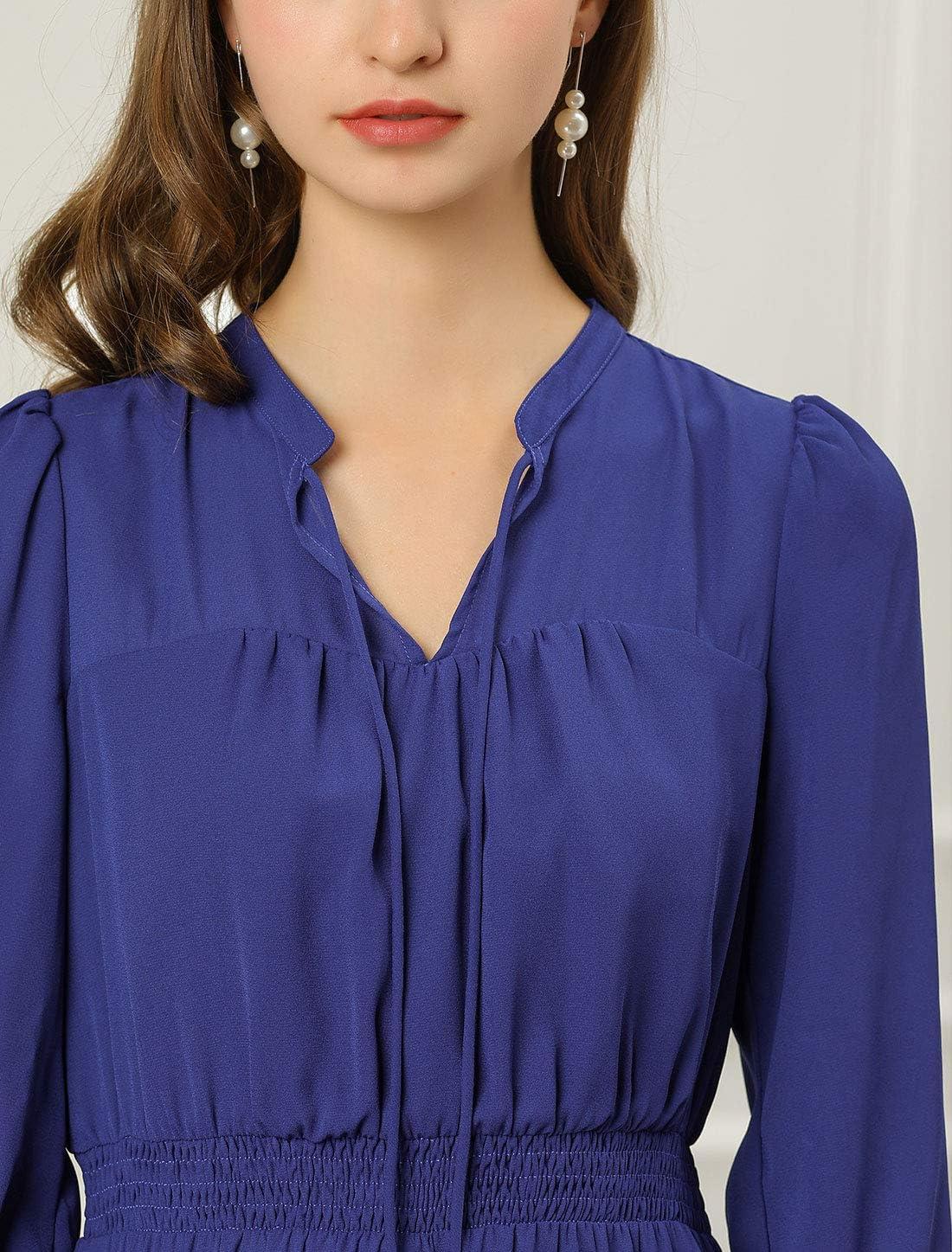 imageAllegra K Womens Casual Dresses 34 Sleeve Summer Boho Chiffon Wedding Guest DressRoyal Blue