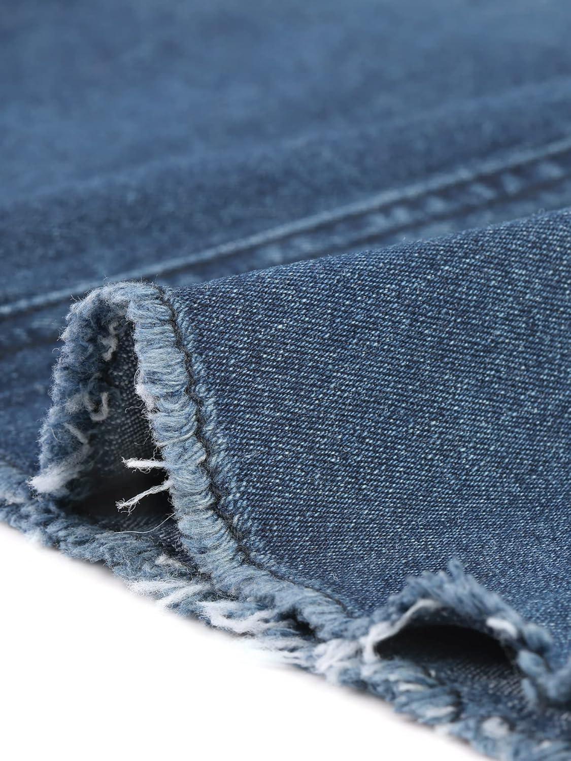 imageAllegra K Womens Casual Jean Skirt High Waist Back Slit Stretch Denim SkirtsBlue