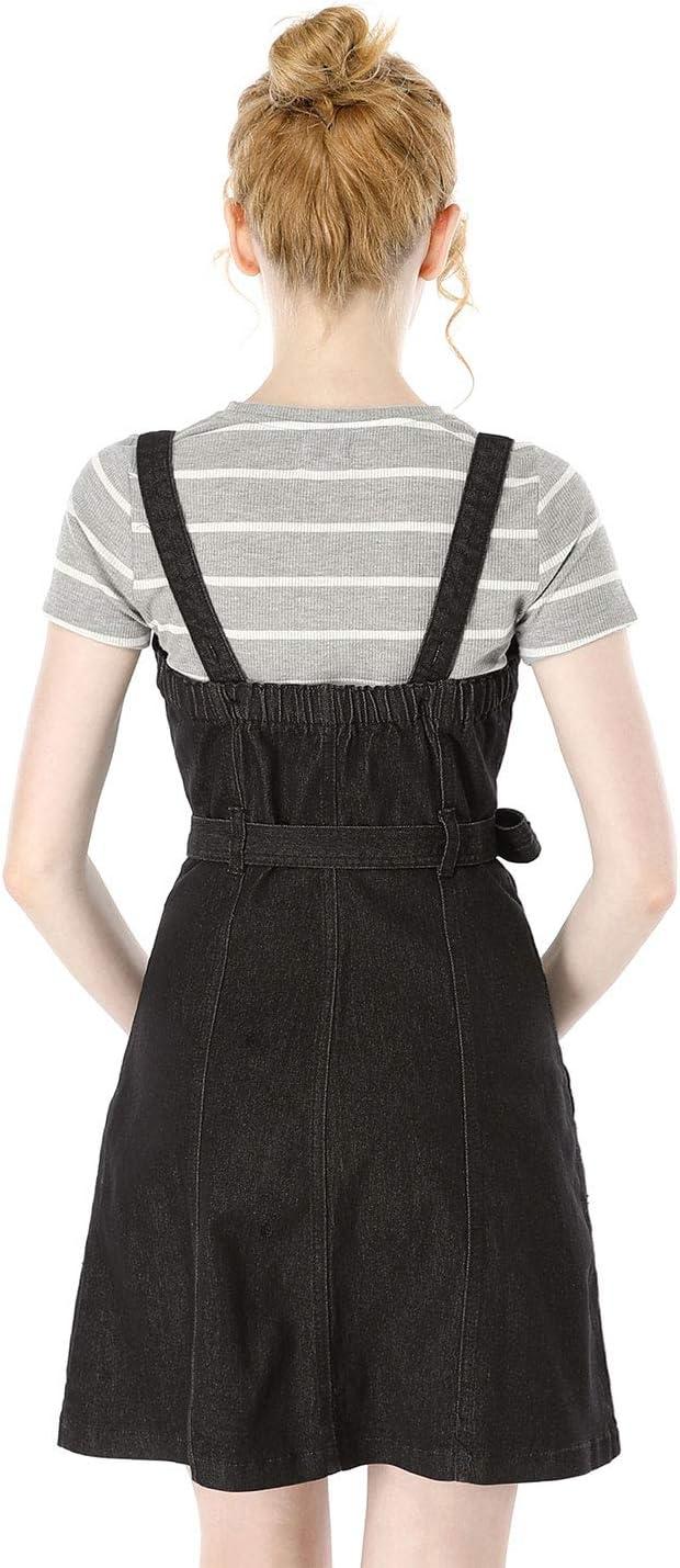 imageAllegra K Womens Classic Overall Dresses Adjustable Strap Pinafore Denim Jean DressBlack