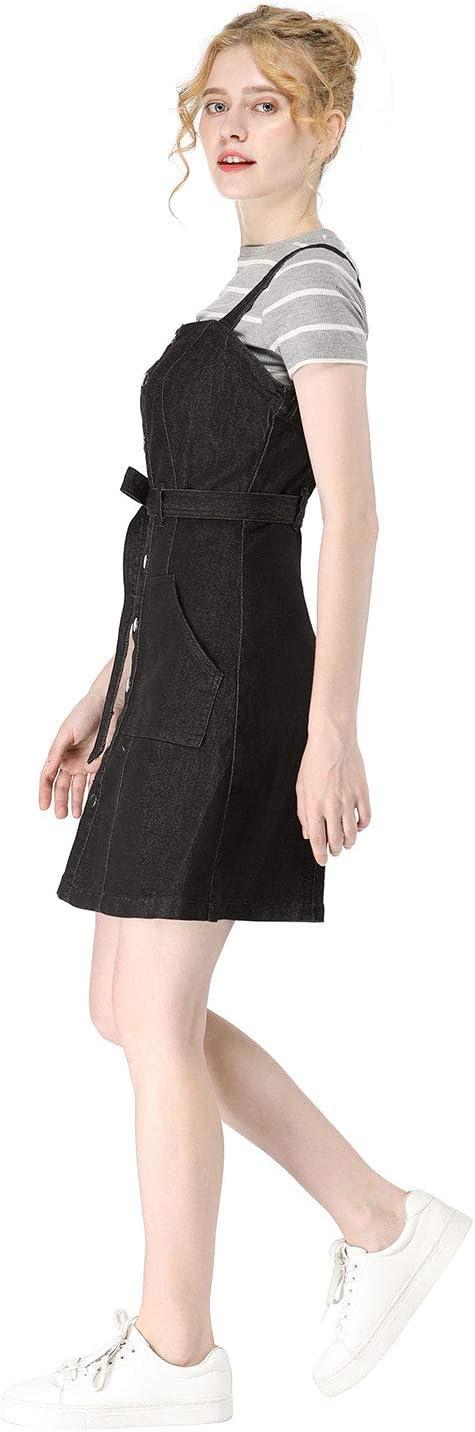 imageAllegra K Womens Classic Overall Dresses Adjustable Strap Pinafore Denim Jean DressBlack