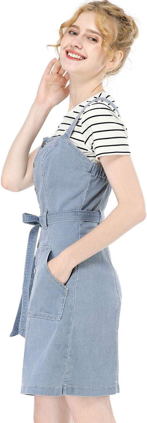 imageAllegra K Womens Classic Overall Dresses Adjustable Strap Pinafore Denim Jean DressLight Blue