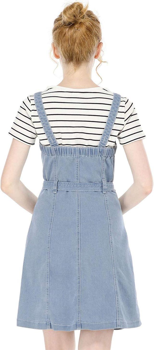 imageAllegra K Womens Classic Overall Dresses Adjustable Strap Pinafore Denim Jean DressLight Blue