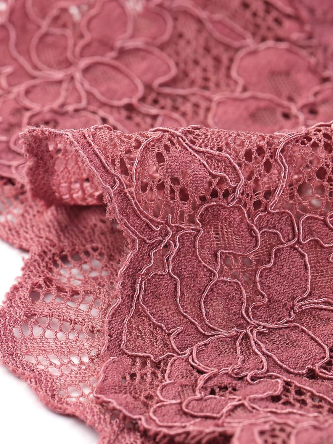 imageAllegra K Womens Elegant 34 Sleeve Sheer Floral Lace Shrug TopBrick Red