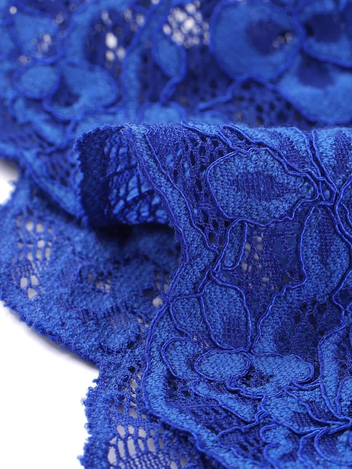 imageAllegra K Womens Elegant 34 Sleeve Sheer Floral Lace Shrug TopCobalt Blue