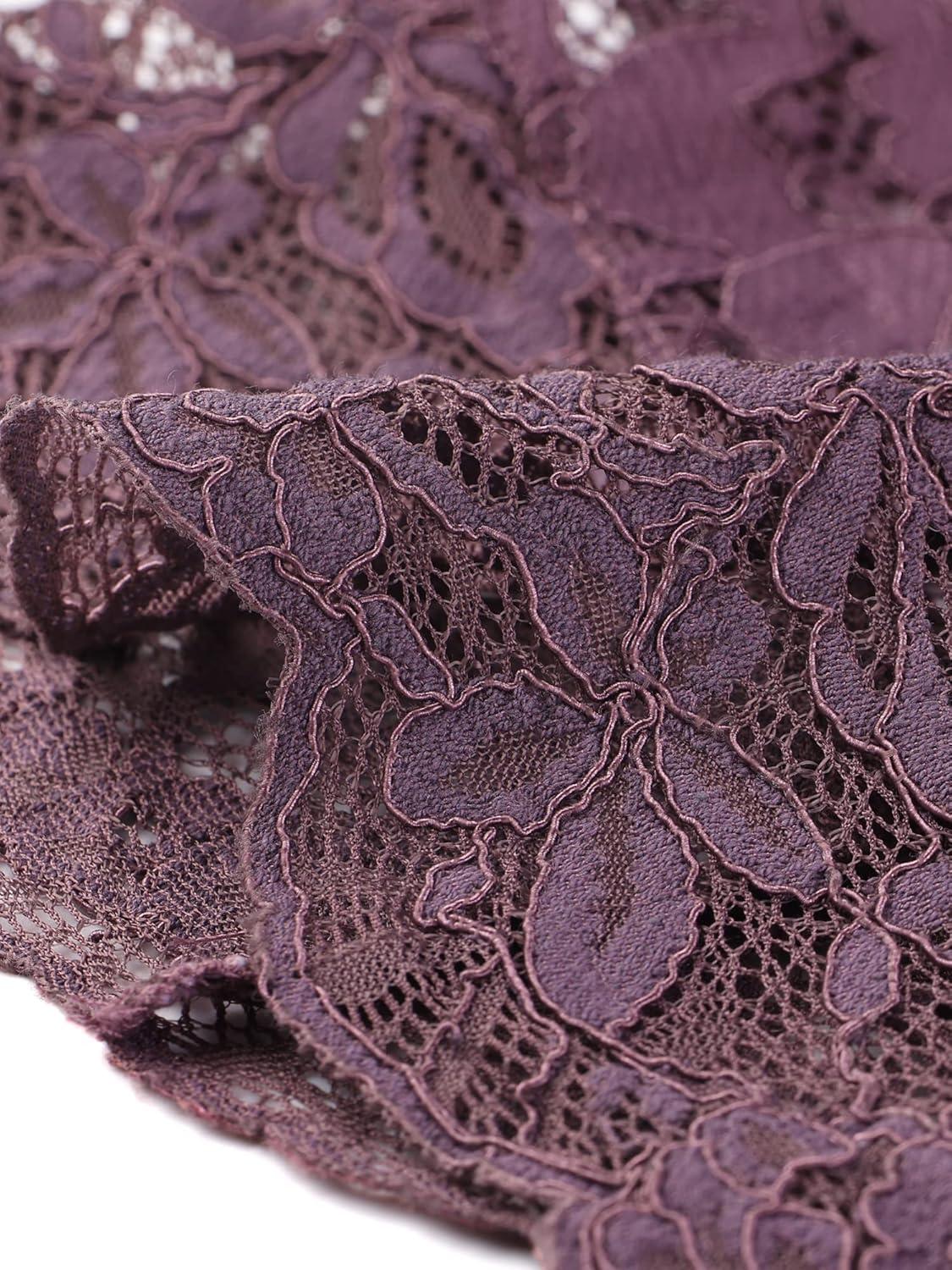 imageAllegra K Womens Elegant 34 Sleeve Sheer Floral Lace Shrug TopGray Purple