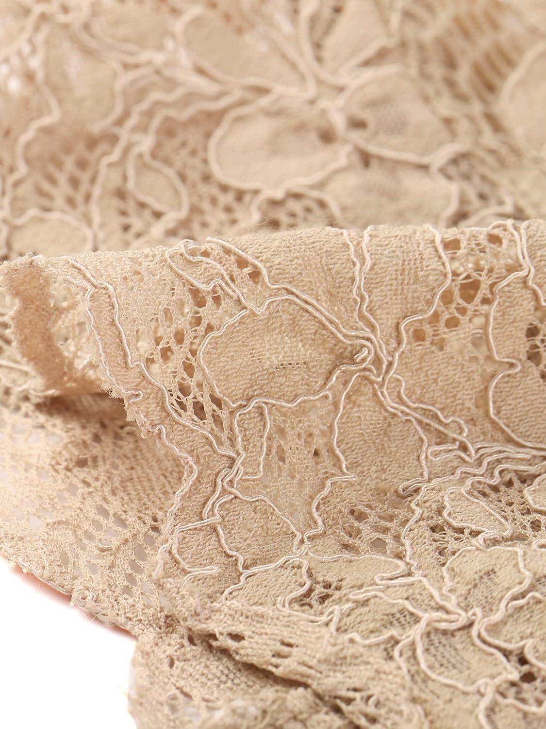imageAllegra K Womens Elegant 34 Sleeve Sheer Floral Lace Shrug TopKhaki