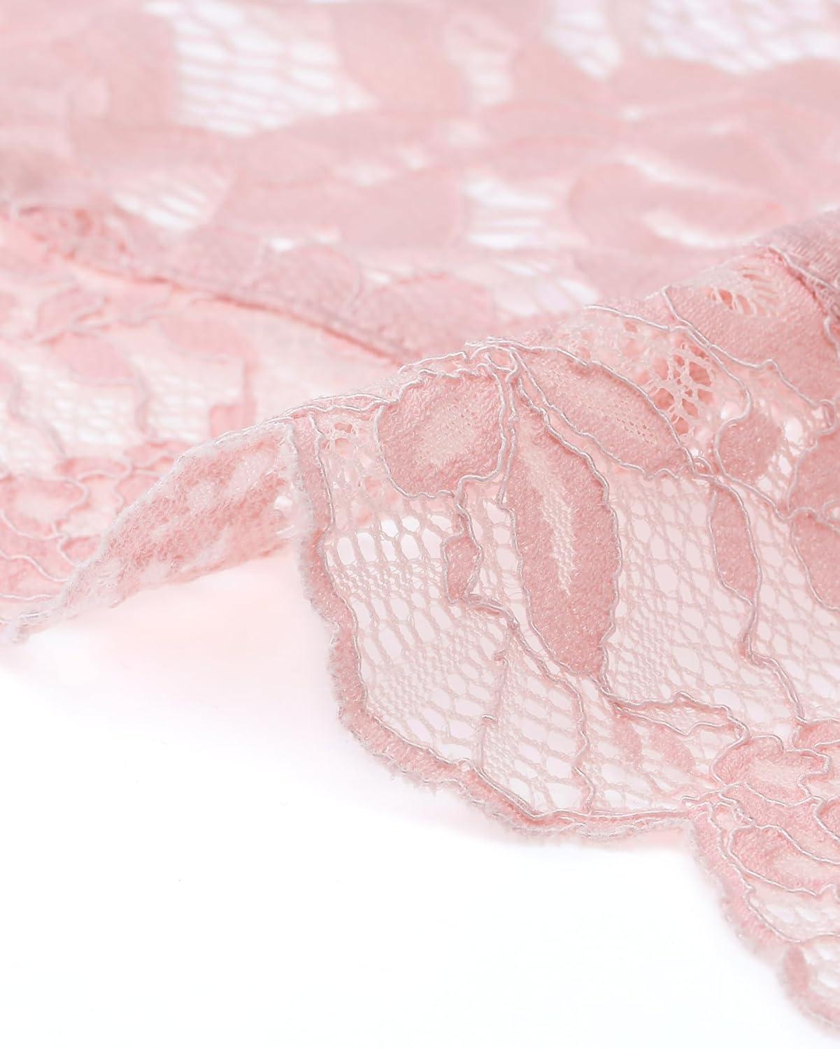 imageAllegra K Womens Elegant 34 Sleeve Sheer Floral Lace Shrug TopLight Pinks