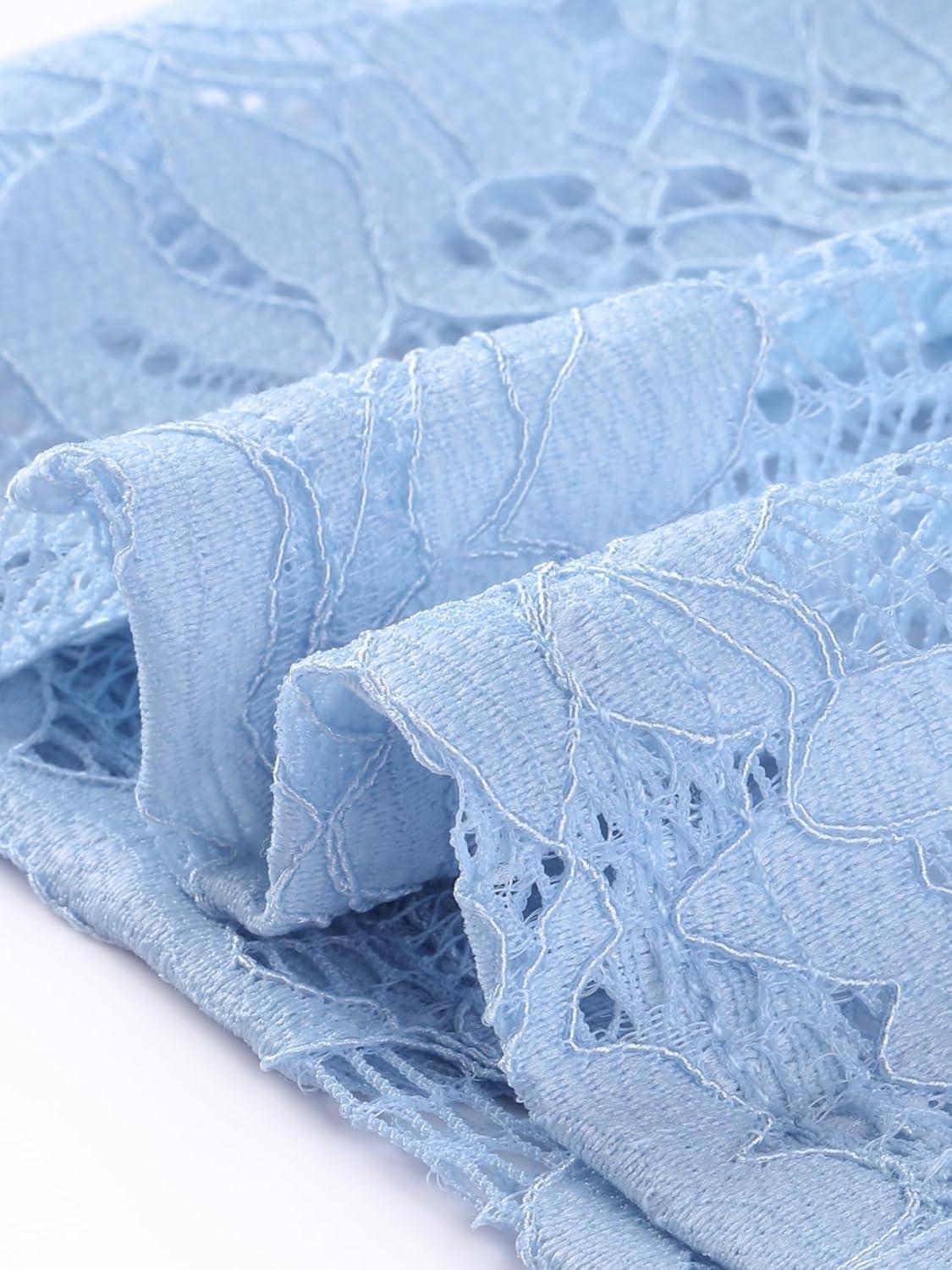 imageAllegra K Womens Lace Cardigan Stand Collar Short Elegant Shrug Open Front Cropped Bolero CardiganBlue