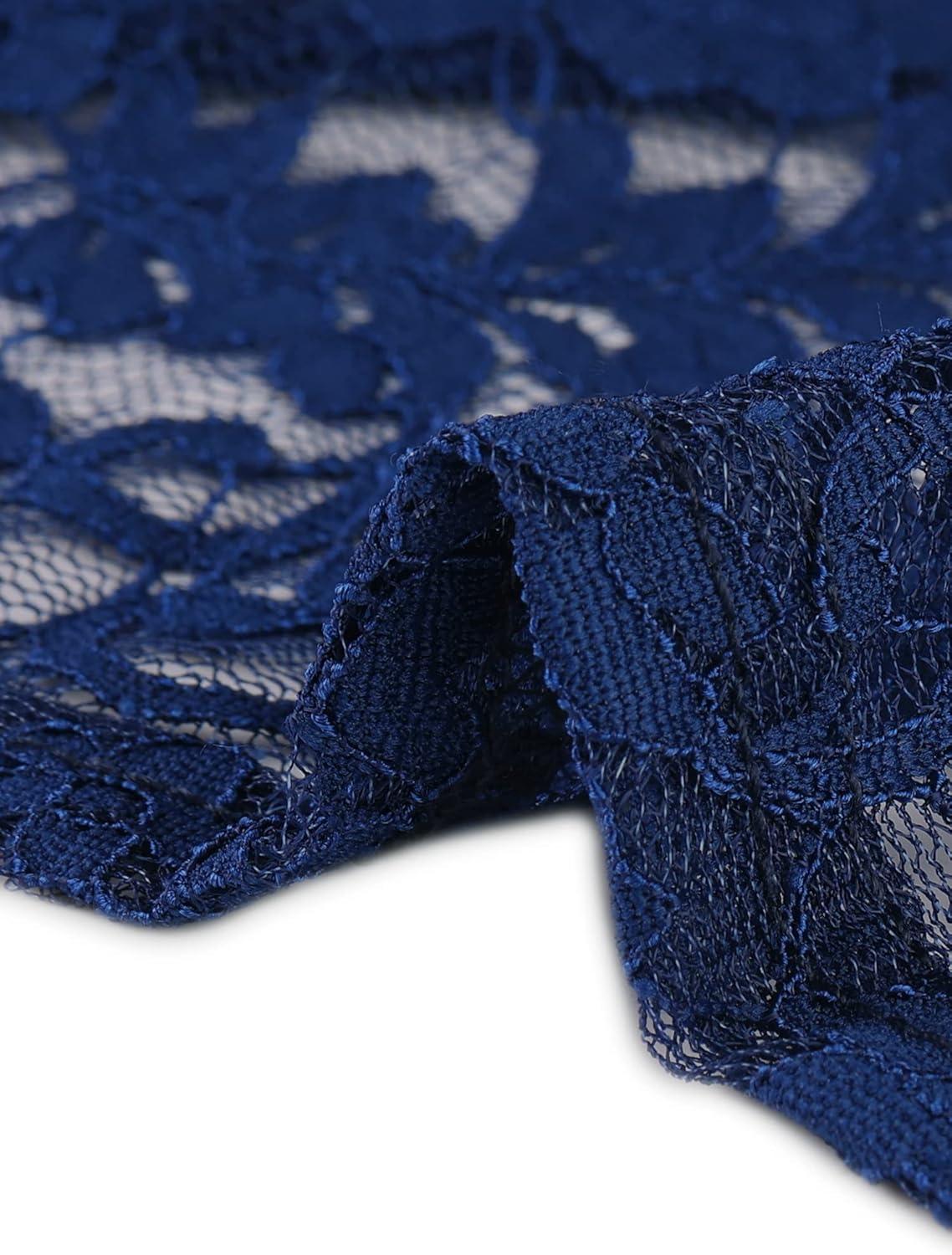 imageAllegra K Womens Lace Cardigan Stand Collar Short Elegant Shrug Open Front Cropped Bolero CardiganDark Blue