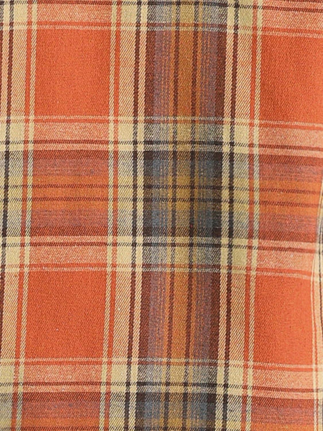 imageAllegra K Womens Plaid Shirt Long Sleeve Button Down Flannel Shirts Western Casual Work TopsOrange