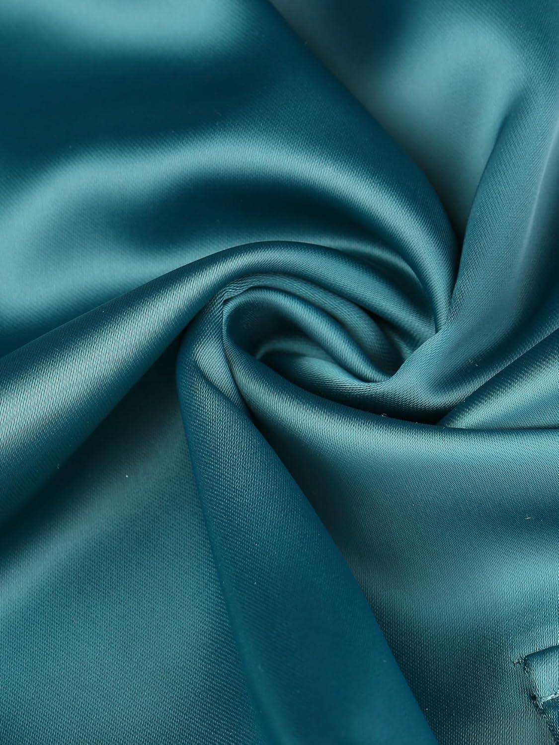 imageAllegra K Womens Satin Pants Tie Elastic High Waist Shiny Silky Dressy Satin Cargo JoggersBluegreen