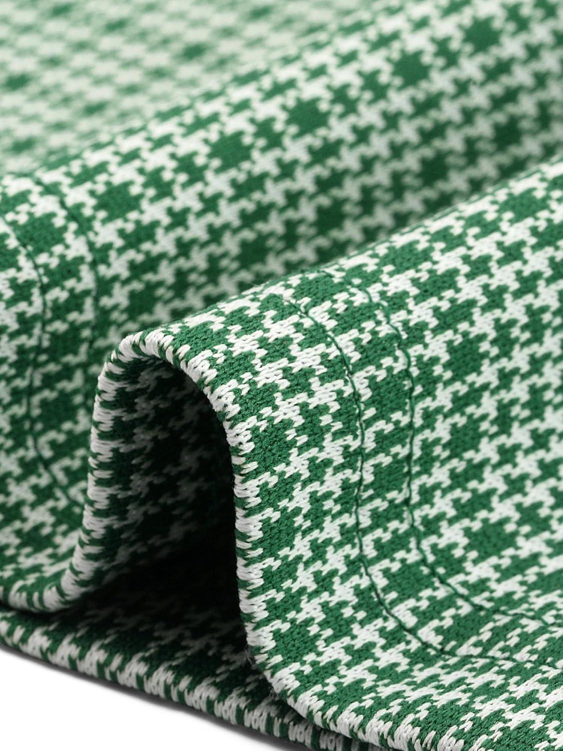 imageAllegra K Work Dress for Women Short Sleeve Vintage Houndstooth Above The Knee DressGreen