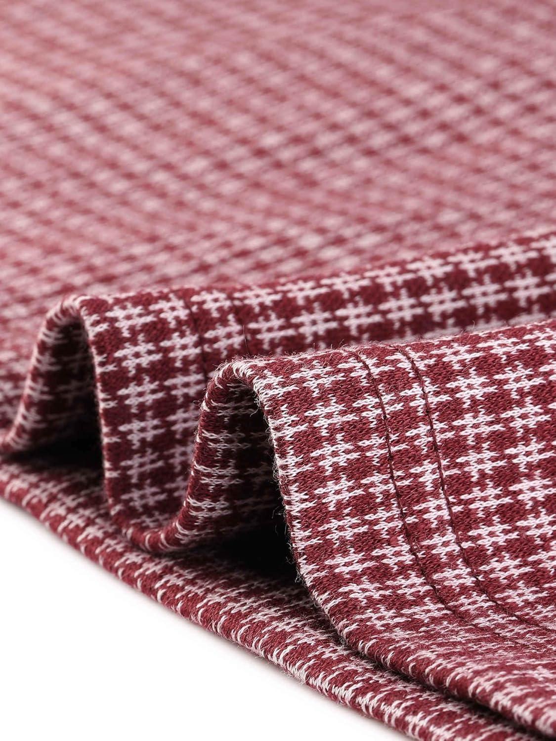 imageAllegra K Work Dress for Women Short Sleeve Vintage Houndstooth Above The Knee DressRed