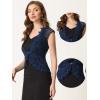 imageAllegra K Floral Lace Shrug for Womens Wedding Guest Cap Sleeve Formal Sheer Bolero CardiganDark Blue