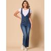 imageAllegra K Overalls Jeans for Womens Casual Adjustable Bib Bell Bottom Denim Pants JumpsuitsDark Blue