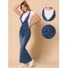 imageAllegra K Overalls Jeans for Womens Casual Adjustable Bib Bell Bottom Denim Pants JumpsuitsDark Blue
