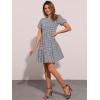 imageAllegra K Summer Dress for Women Gingham Short Sleeve Plaid Dresses Crewneck Loose Babydoll Casual Tiered DressesBlack
