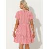 imageAllegra K Summer Dress for Women Gingham Short Sleeve Plaid Dresses Crewneck Loose Babydoll Casual Tiered DressesRed